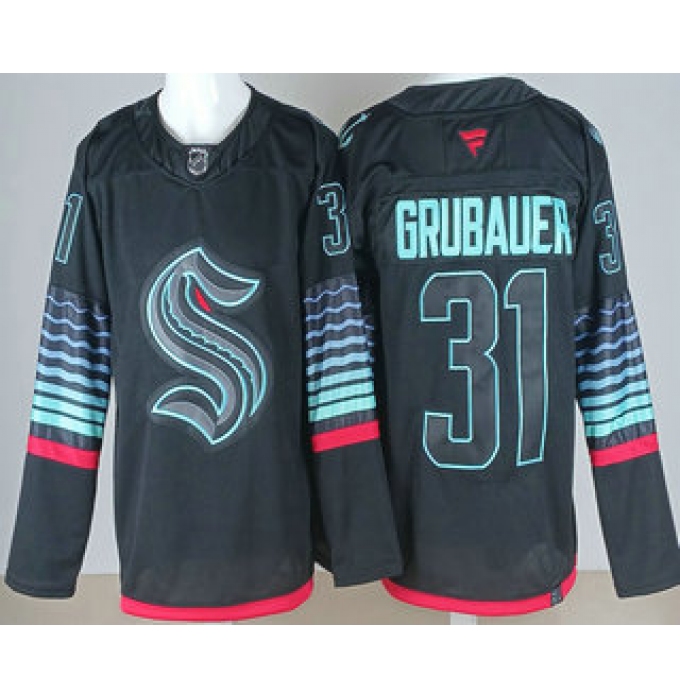 Men's Seattle Kraken #31 Philipp Grubauer Black Alternate Authentic Jersey