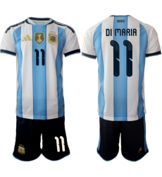 Men's Argentina #11 ángel Fabián Di María White Blue 2025-26 Home Soccer Jersey Suit