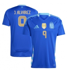 Men's Argentina #9 Julián álvarez 2024 Blue Away Soccer Jersey