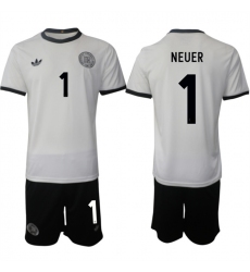Men's Germany #1 Manuel Neuer White 2025 Home Soccer Jersey Suit