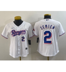Women's Texas Rangers #2 Marcus Semien Number White 2024 Gold Collection Limited Cool Base Jerseys