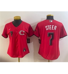 Women's Cincinnati Reds #7 Spencer Steer Red 2026 City Connect Stadium Stitched Baseball Jersey(Run Small)