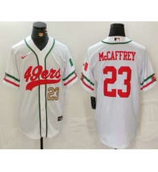 Men's San Francisco 49ers #23 Christian McCaffrey Number White Mexico Cool Base Stitched Baseball Jersey Men's San Francisco 49ers #23 Christian McCaffrey Number White Mexico Cool Base Stitched Baseball Jersey