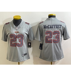Women's San Francisco 49ers #23 Christian McCaffrey Grey Atmosphere Fashion Stitched Game Jersey