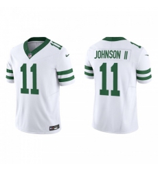 Men's Nike New York Jets #11 Jermaine Johnson II White 2023 F.U.S.E. Vapor Limited Throwback Stitched Football Jersey