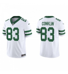 Men's Nike New York Jets #83 Tyler Conklin White 2023 F.U.S.E. Vapor Limited Throwback Stitched Football Jersey