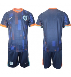 Men's Netherlands Custom Navy 2024-25 Away Soccer Jersey Suit