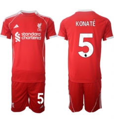 Men's Liverpool #5 Ibrahima Konaté 2025 Red Home Soccer Jersey Suit