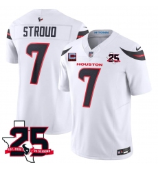 Men's Houston Texans #7 C.J. Stroud White 2026 With 25th Anniversary And 4-Star C Patch F.U.S.E. Vapor Limited Football Stitched Jersey