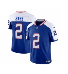 Men's Nike Buffalo Bills #2 Tyler Bass Blue White 2023 F.U.S.E. Throwback Vapor Untouchable Limited Football Stitched Jersey