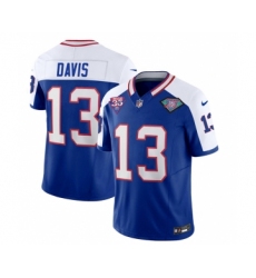 Men's Nike Buffalo Bills #13 Gabe Davis Blue White 2023 F.U.S.E. 75th Anniversary Throwback Vapor Untouchable Limited Football Stitched Jersey