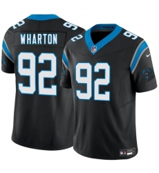 Men's Carolina Panthers #92 Tershawn Wharton Black 2025 F.U.S.E. Vapor Limited Football Stitched Jersey