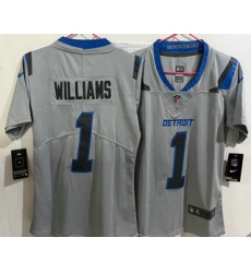 Women's Detroit Lions #1 Jameson Williams Grey 2026 Vapor Rivalries Collection Limited Stitched Jersey