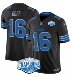 Men's Detroit Lions #16 Jared Goff Black 2024 NFC North Champions F.U.S.E. Vapor Limited Stitched Jersey