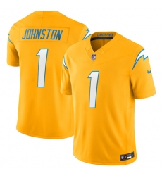 Men's Los Angeles Chargers #1 Quentin Johnston Gold 2025 F.U.S.E. Alternate Vapor Limited Football Stitched Jersey