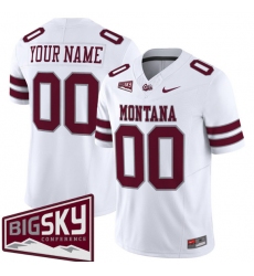 Men's Montana Grizzlies Active Player Custom White 2025 F.U.S.E. Big Sky Patch Vapor Limited V1 Stitched Football Jersey