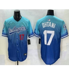 Men's Los Angeles Dodgers #17 Shohei Ohtani Blue 2025 City Connect Limited Stitched Jersey