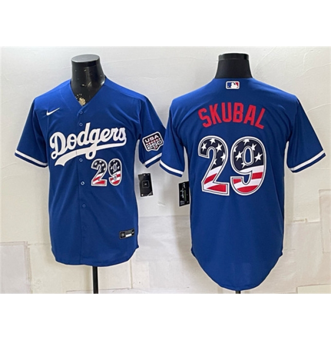 Men's Los Angeles Dodgers #29 Tarik Skubal Royal USA 250 Fourth of July Home Stitched Baseball Jersey