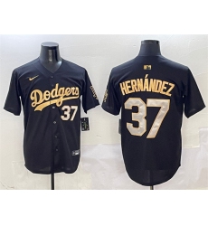 Men's Los Angeles Dodgers #37 Teoscar Hernandez Black Gold Limited Stitched Baseball Jersey