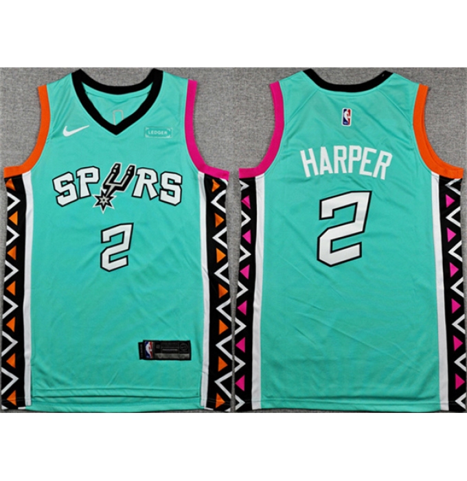 Men's San Antonio Spurs #2 Dylan Harper Teal City Edition Stitched Basketball Jersey