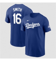 Men's Los Angeles Dodgers #16 Will Smith Royal 2025 World Series Champions Name & Number T-Shirt