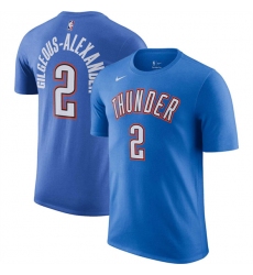 Men's Oklahoma City Thunder #2 Shai Gilgeous-Alexander Blue Icon Name & Number T-Shirt