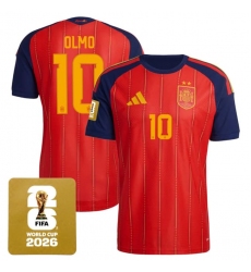Men's Spain Team #10 Dani Olmo Red 2026 World Cup Home Soccer Jersey