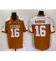 Men's Texas Longhorns #16 Peyton Manning Orange 2025 CFP Final With SEC Patch Stitched Jersey