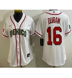 Women's Mexico #16 Jarren Duran White 2026 World Baseball Classic Cool Base Jersey