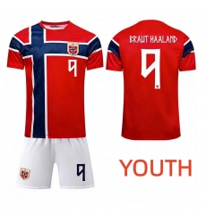 Youth 2026 FIFA World Cup Norway Kit Soccer Home #9 Braut Haaland Jersey Set