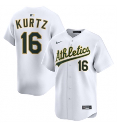 Men's Oakland Athletics #16 Nick Kurtz White 2024 Home Limited Stitched Jersey