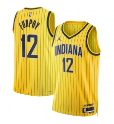 Men's Indiana Pacers #12 Johnny Furphy Yellow 2026-27 Statement Edition Swingman Stitched Basketball Jersey