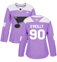 Women's Adidas St. Louis Blues #90 Ryan O'Reilly Authentic Purple Fights Cancer Practice NHL Jersey