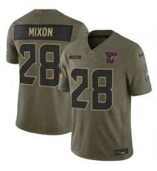 Men's Houston Texans #28 Joe Mixon Olive 2025 F.U.S.E. Salute to Service Limited Football Stitched Jersey
