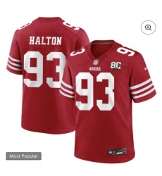 Men's San Francisco 49ers #93 Gracen Halton Red Nike Scarlet Team Game Jersey