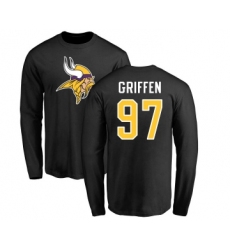 Football Minnesota Vikings #97 Everson Griffen Black Name & Number Logo Long Sleeve T-Shirt