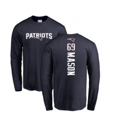 Football New England Patriots #69 Shaq Mason Navy Blue Backer Long Sleeve T-Shirt