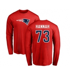 Football New England Patriots #73 John Hannah Red Name & Number Logo Long Sleeve T-Shirt