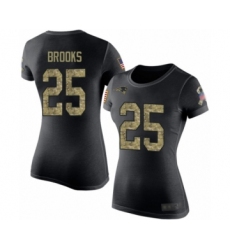 Football Women's New England Patriots #25 Terrence Brooks Black Camo Salute to Service T-Shirt