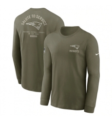 Men's New England Patriots Olive 2025 Salute to Service Sideline Long Sleeve T-Shirt