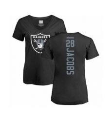 Football Women's Oakland Raiders #28 Josh Jacobs Black Backer T-Shirt