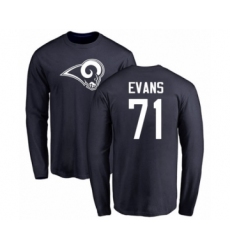 Football Los Angeles Rams #71 Bobby Evans Navy Blue Name & Number Logo Long Sleeve T-Shirt