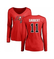 Football Women's Tampa Bay Buccaneers #11 Blaine Gabbert Red Name & Number Logo Long Sleeve T-Shirt