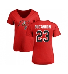 Football Women's Tampa Bay Buccaneers #23 Deone Bucannon Red Name & Number Logo T-Shirt