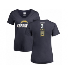 Football Women's Los Angeles Chargers #2 Easton Stick Navy Blue Backer T-Shirt