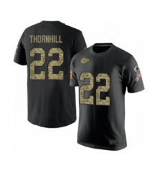 Football Men's Kansas City Chiefs #22 Juan Thornhill Black Camo Salute to Service T-Shirt