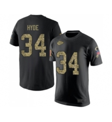 Football Men's Kansas City Chiefs #34 Carlos Hyde Black Camo Salute to Service T-Shirt