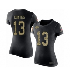 Football Women's Kansas City Chiefs #13 Sammie Coates Black Camo Salute to Service T-Shirt