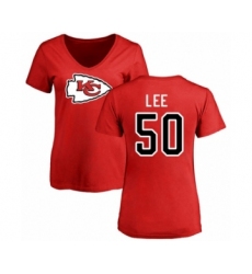 Football Women's Kansas City Chiefs #50 Darron Lee Red Name & Number Logo Slim Fit T-Shirt
