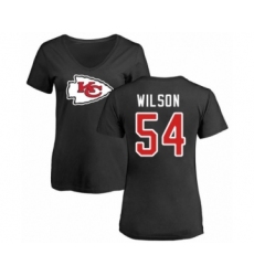 Football Women's Kansas City Chiefs #54 Damien Wilson Black Name & Number Logo Slim Fit T-Shirt